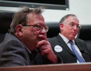 Larry Sanders and Eric Lee at a campaign event in London.